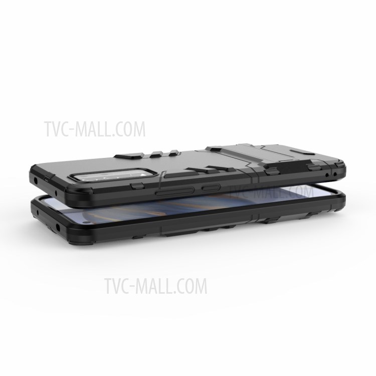 Plastic + TPU Shell with Kickstand for Honor 30 - Black-4