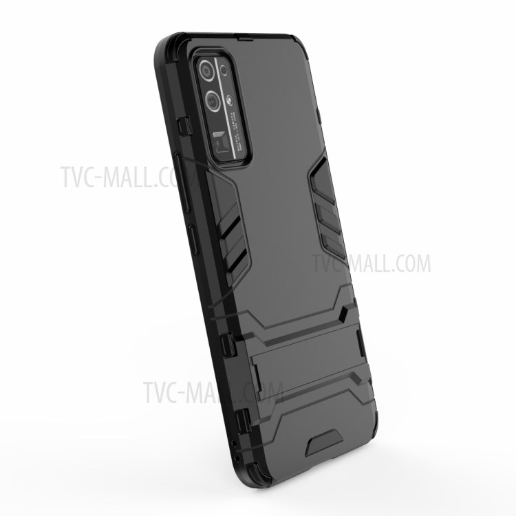 Plastic + TPU Shell with Kickstand for Honor 30 - Black-5
