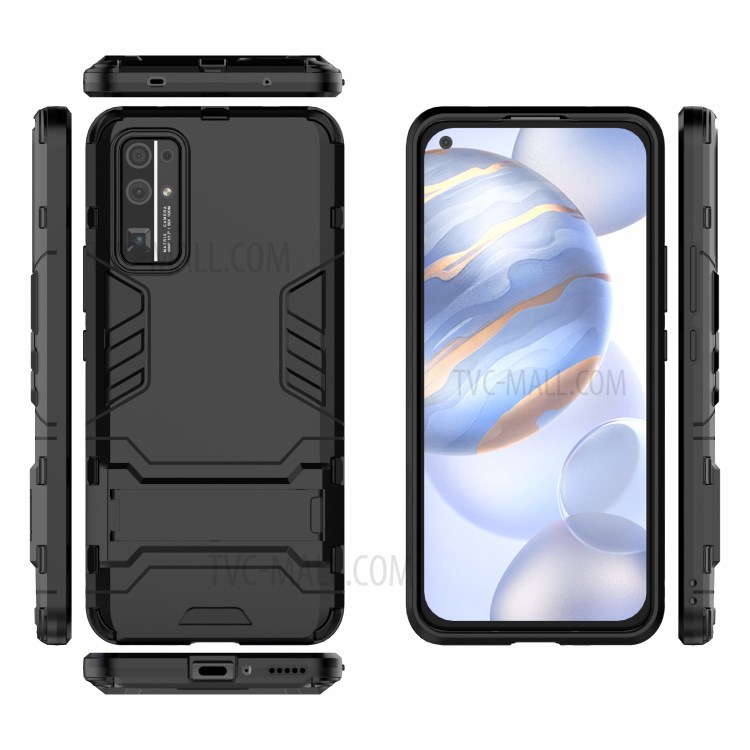 Plastic + TPU Shell with Kickstand for Honor 30 - Black-6