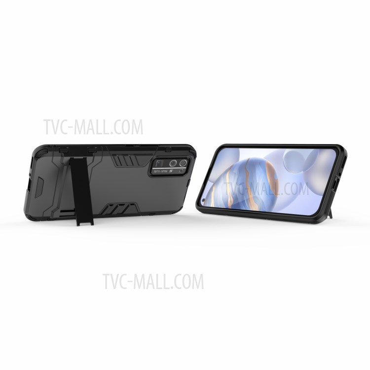 Plastic + TPU Shell with Kickstand for Honor 30 - Black-7