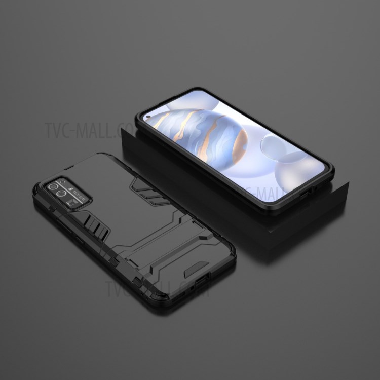 Plastic + TPU Shell with Kickstand for Honor 30 - Black-8