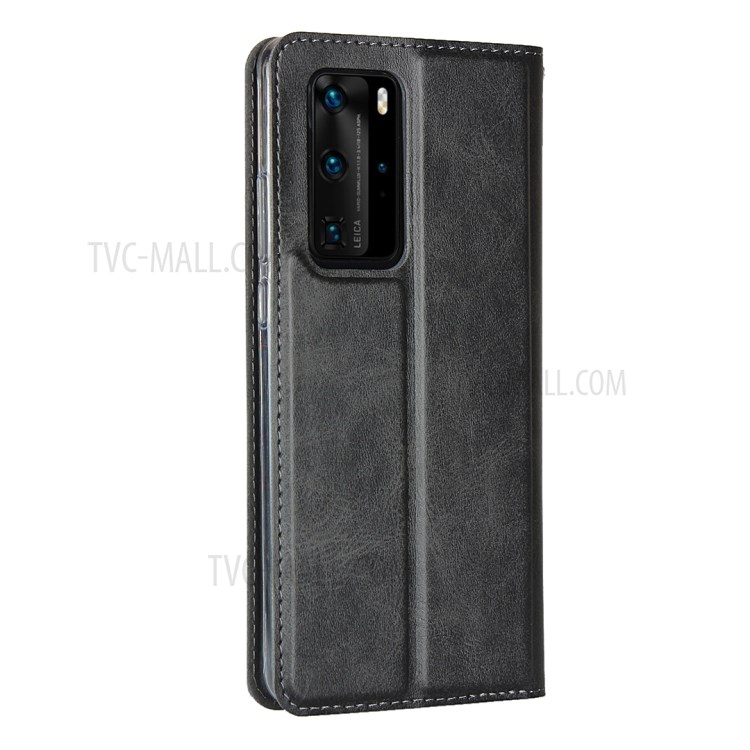 Leather Card Slot Stand Case with Lanyard for Huawei P40 Pro - Black-4