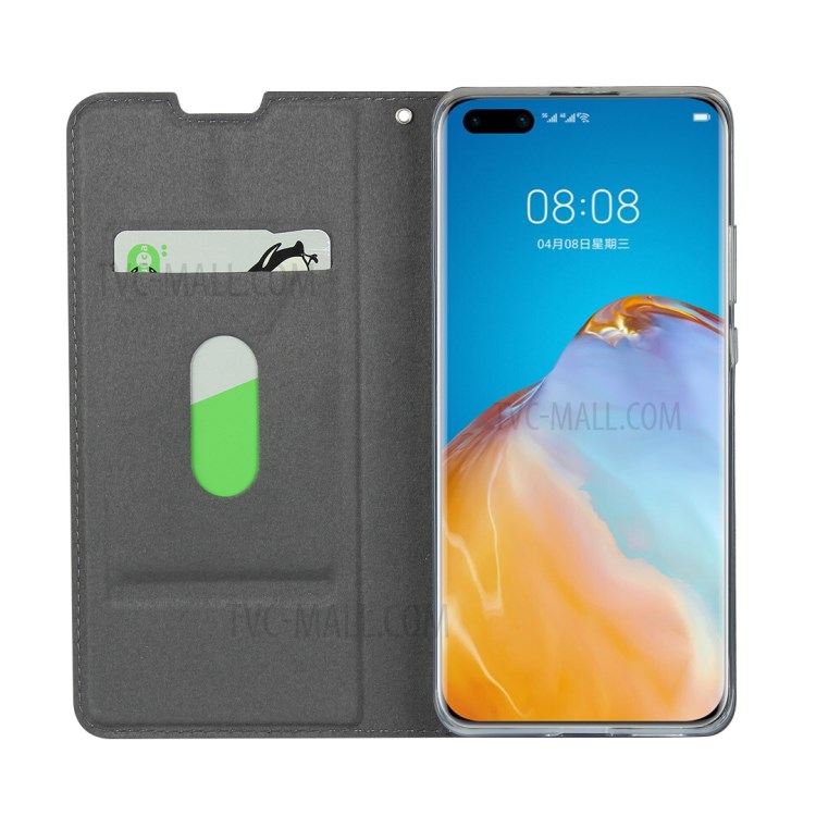 Leather Card Slot Stand Case with Lanyard for Huawei P40 Pro - Black-5