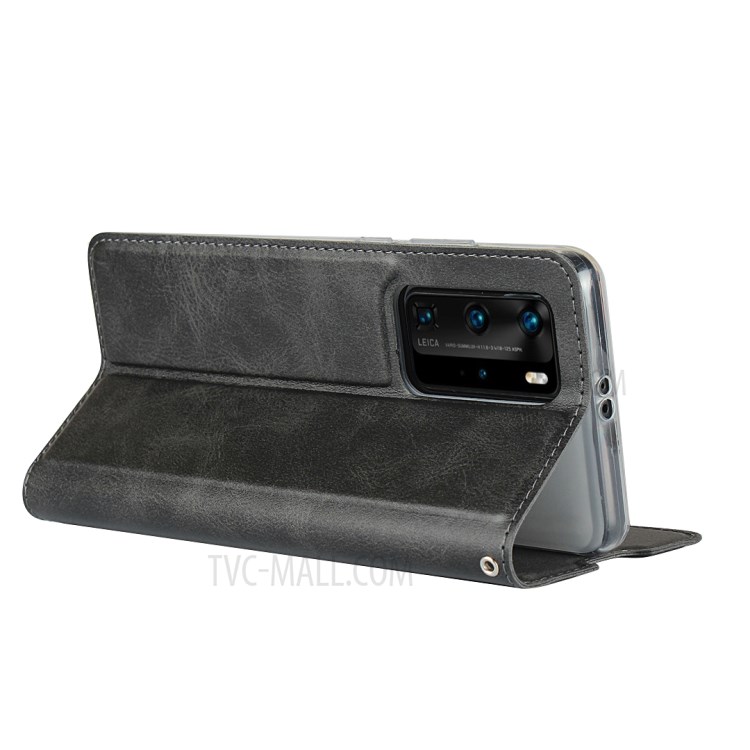 Leather Card Slot Stand Case with Lanyard for Huawei P40 Pro - Black-6