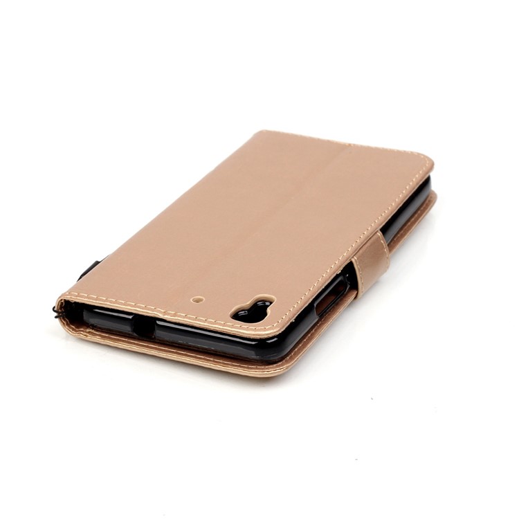 Imprint Butterfly Plant Flip Leather Phone Case for Huawei Honor 4A / Y6 - Gold-7