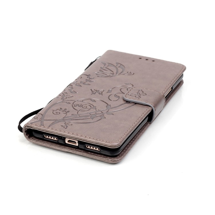 Butterfly and Plant Leather Cover Stand Case for Huawei P9 Lite/G9 Lite - Grey-7