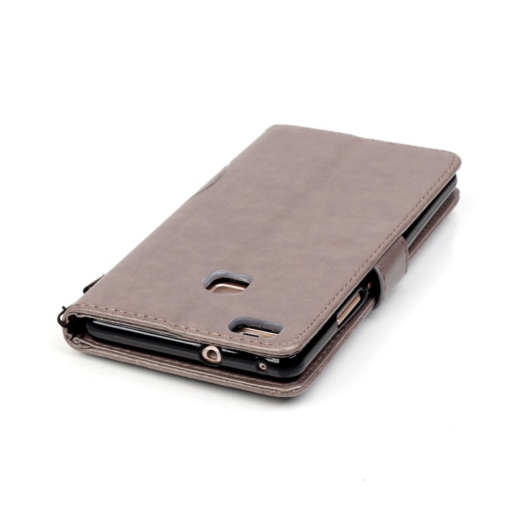 Butterfly and Plant Leather Cover Stand Case for Huawei P9 Lite/G9 Lite - Grey-8