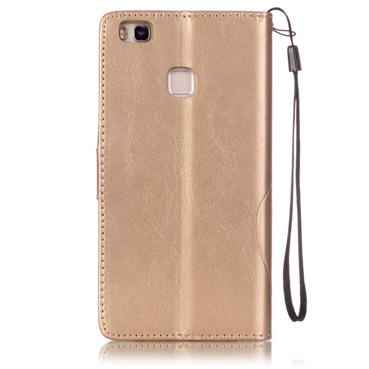 Butterfly and Plant Leather Wallet Stand Case for Huawei P9 Lite/G9 Lite - Gold-2