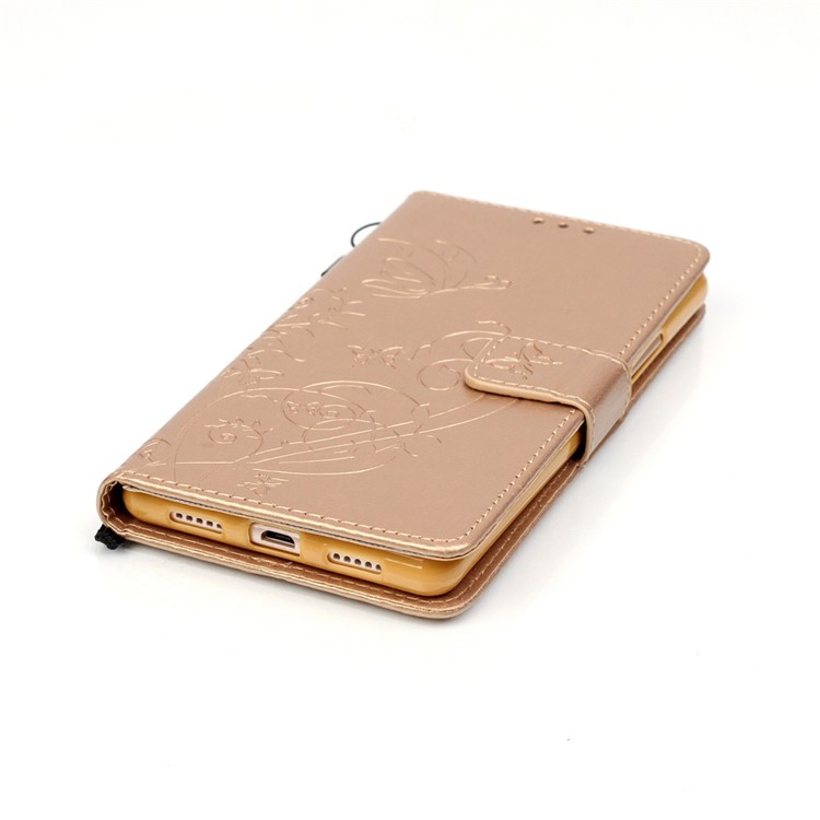 Butterfly and Plant Leather Wallet Stand Case for Huawei P9 Lite/G9 Lite - Gold-7
