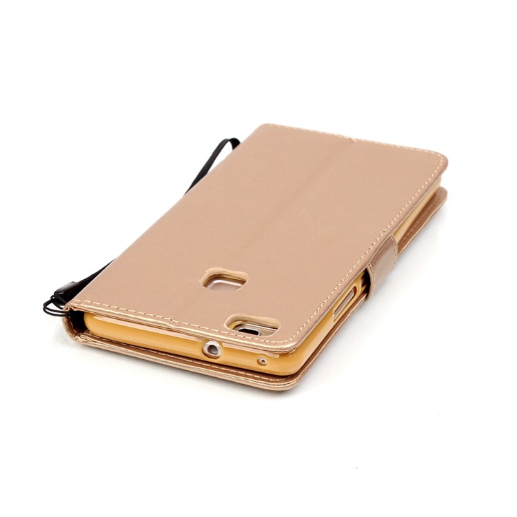 Butterfly and Plant Leather Wallet Stand Case for Huawei P9 Lite/G9 Lite - Gold-8