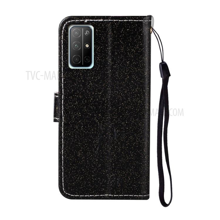 Flash Powder Magnetic Leather Stand Case for Honor 30S - Black-3