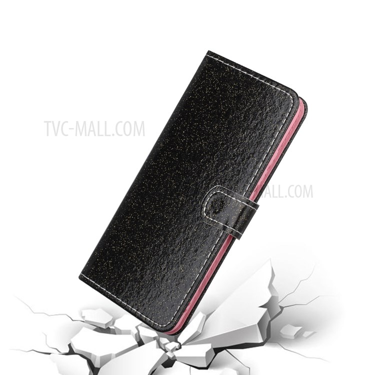 Flash Powder Magnetic Leather Stand Case for Honor 30S - Black-6