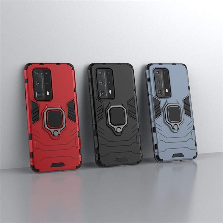 Cool Guard PC + TPU Hybrid Phone Cope с Kickstand Для Huawei P40 Pro Plus - Черный