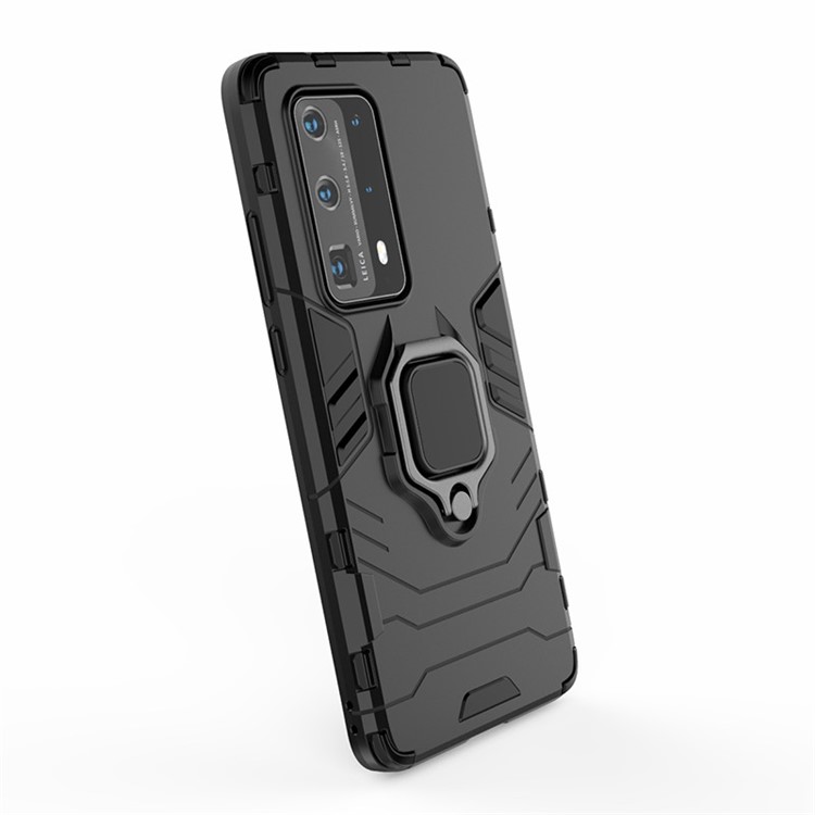 Cool Guard PC + TPU Hybrid Phone Cover with Kickstand for Huawei P40 Pro Plus - Black-5