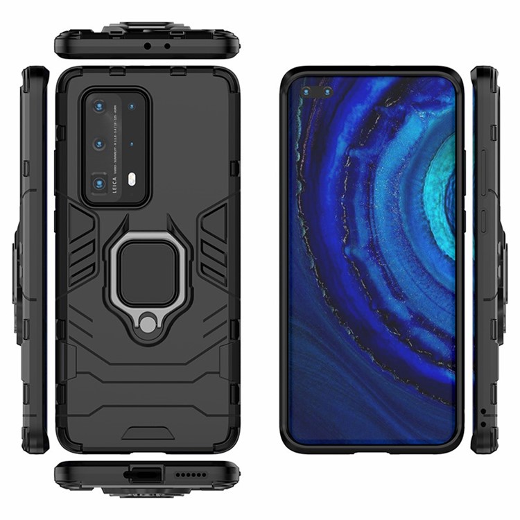 Cool Guard PC + TPU Hybrid Phone Cover with Kickstand for Huawei P40 Pro Plus - Black-6