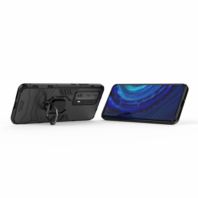 Cool Guard PC + TPU Hybrid Phone Cover with Kickstand for Huawei P40 Pro Plus - Black-7