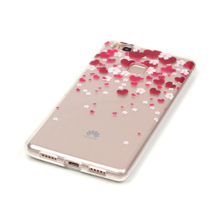 Clear IMD TPU Gel Case for Huawei P9 Lite / G9 Lite - Red Hearts-3