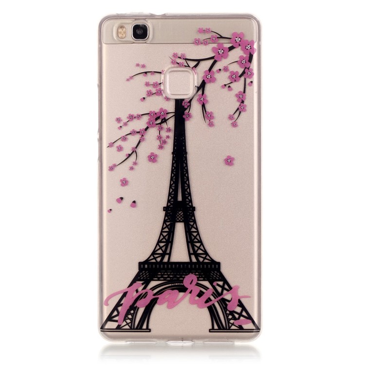 IMD Clear TPU Skin Case for Huawei P9 Lite / G9 Lite - Eiffel Tower and Flowers-1