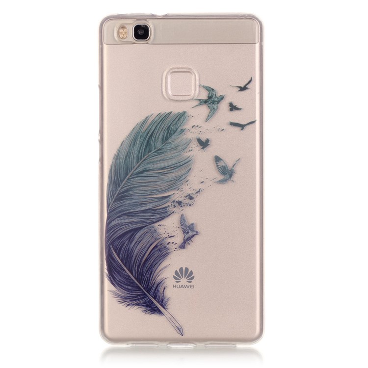 Clear IMD TPU Flexible Case for Huawei P9 Lite / G9 Lite - Flying Birds and Feather-1