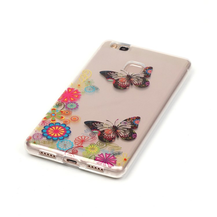 IMD Clear TPU Shell Case for Huawei P9 Lite / G9 Lite - Butterfly and Flower-3