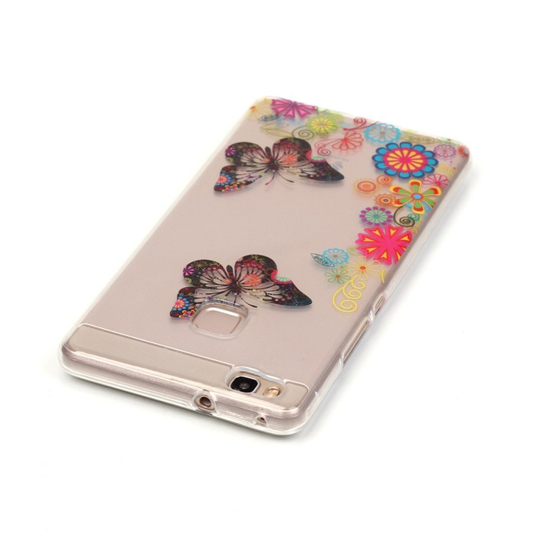 IMD Clear TPU Shell Case for Huawei P9 Lite / G9 Lite - Butterfly and Flower-4