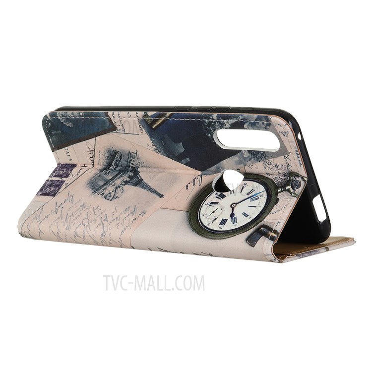 Pattern Printing PU Leather Wallet Stand Phone Shell for Huawei Y6p - Eiffel Tower and Letters-3