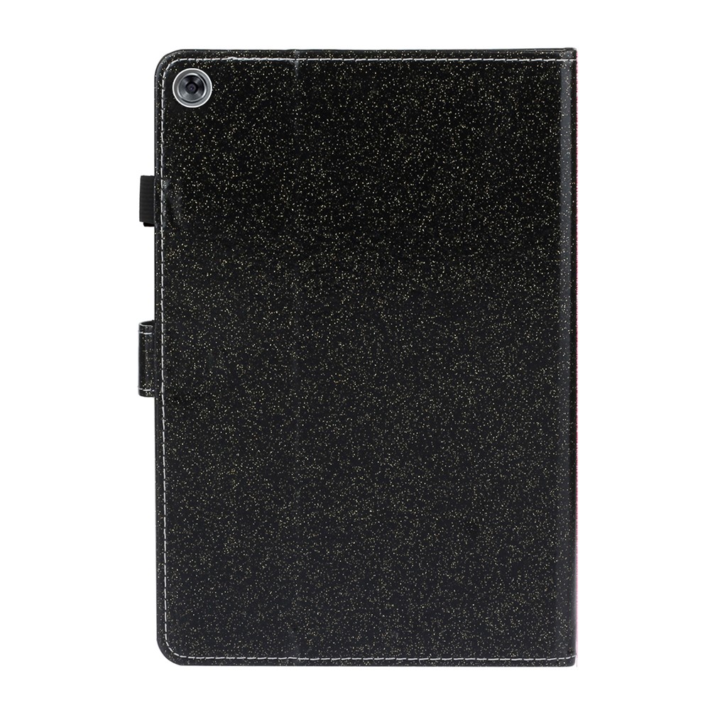 Glitter Powder Shiny Leather Smart Case with Card Slots for Huawei MediaPad M5 lite 10 - Black-3