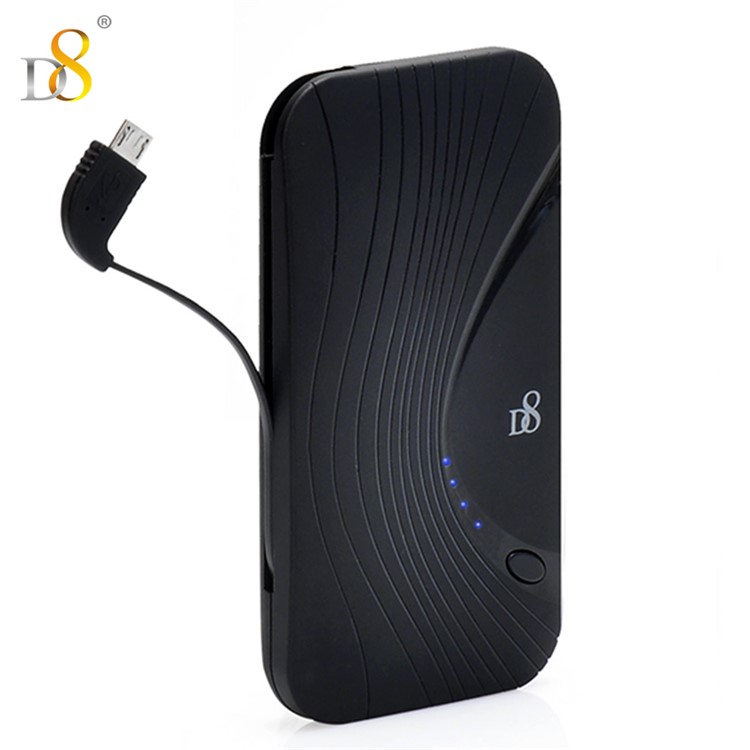 D8 5000mAh Power Bank External Battery Charger Built-in Micro USB Cable for iPhone Samsung LG etc-5