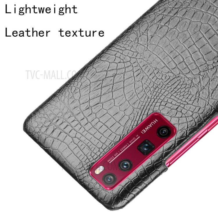 Crocodile Skin Unique PU Leather Coated Hard PC Shell for Huawei nova 7 Pro 5G - Black-4