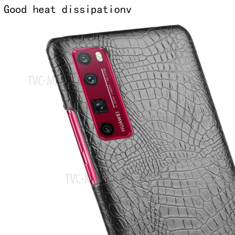 Crocodile Skin Unique PU Leather Coated Hard PC Shell for Huawei nova 7 Pro 5G - Black-5