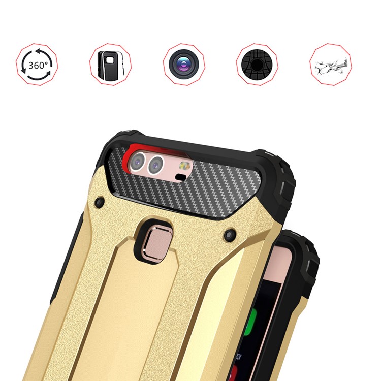 Armor PC TPU Hybrid Shell for Huawei P9 Plus - Champagne Gold-13