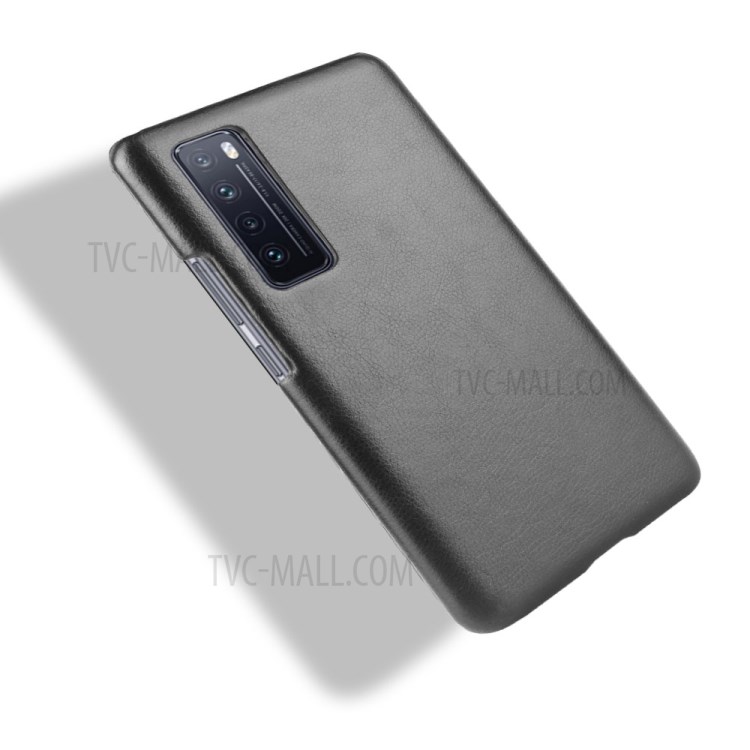 Litchi Skin Leather Coated Hard PC Stylish Case for Huawei nova 7 5G - Black-4