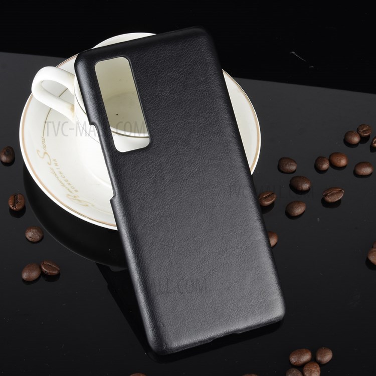Litchi Skin Leather Coated Hard PC Stylish Case for Huawei nova 7 5G - Black-5