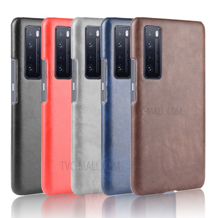 Litchi Skin Leather Coated Hard PC Stylish Case for Huawei nova 7 5G - Black-6
