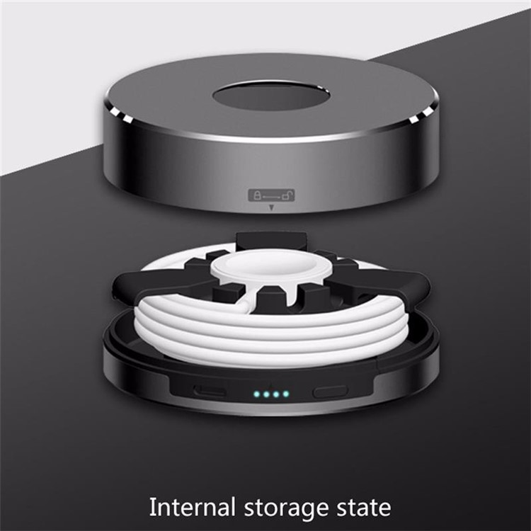 3 in 1 Aluminium Alloy Charging Dock + Power Bank + Storage Case for Apple Watch - Black-8
