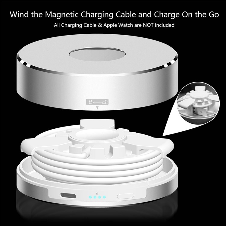 3 in 1 Aluminium Alloy Charging Dock + Power Bank + Storage Case for Apple Watch - Silver Color-4