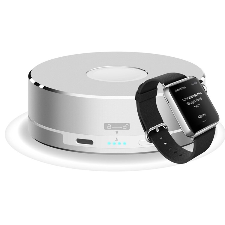 3 in 1 Aluminium Alloy Charging Dock + Power Bank + Storage Case for Apple Watch - Silver Color-5