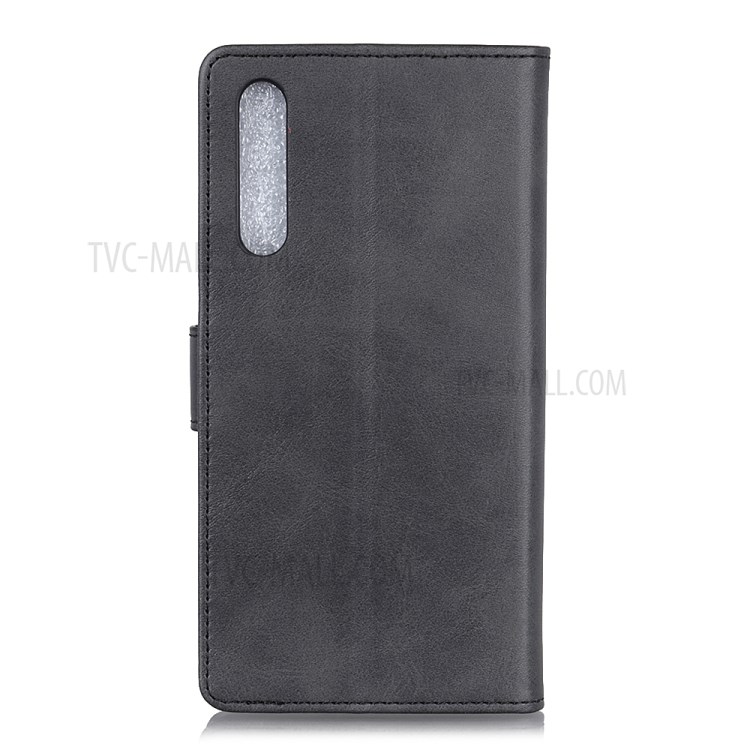 Matte Skin Leather Wallet Phone Cover for Huawei Y8p/Enjoy 10s - Black-3