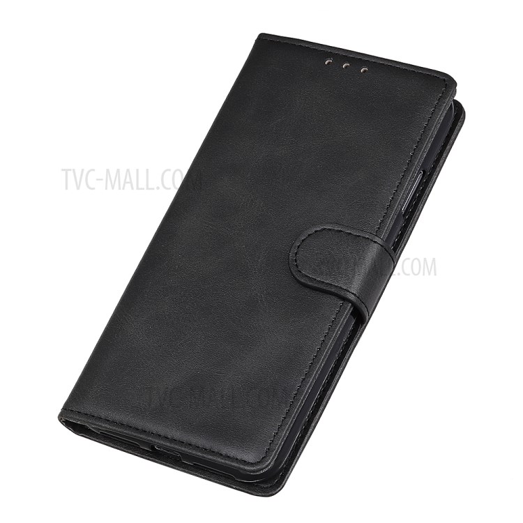 Matte Skin Leather Wallet Phone Cover for Huawei Y8p/Enjoy 10s - Black-6