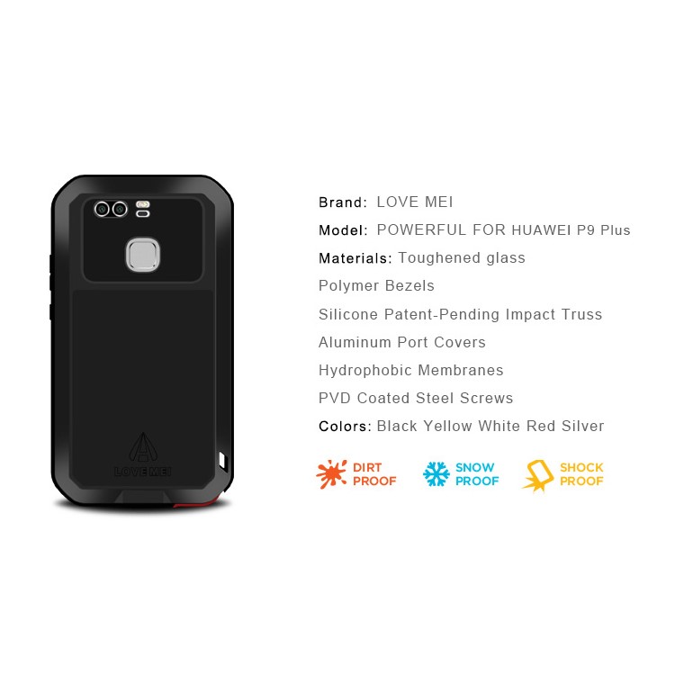 LOVE MEI for Huawei P9 Plus Powerful Shockproof Dropproof Dustproof Protection Case - Black-11