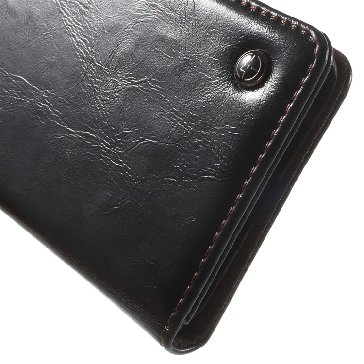 CASEME Oil Wax Flip Wallet Leather Stand Case for Huawei Nexus 6P - Black-10