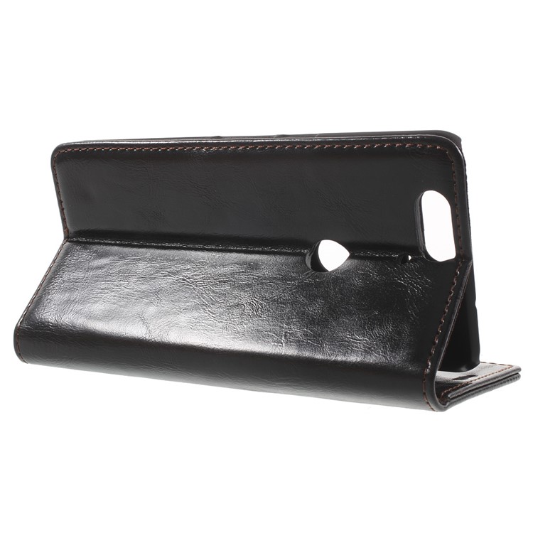 CASEME Oil Wax Flip Wallet Leather Stand Case for Huawei Nexus 6P - Black-3