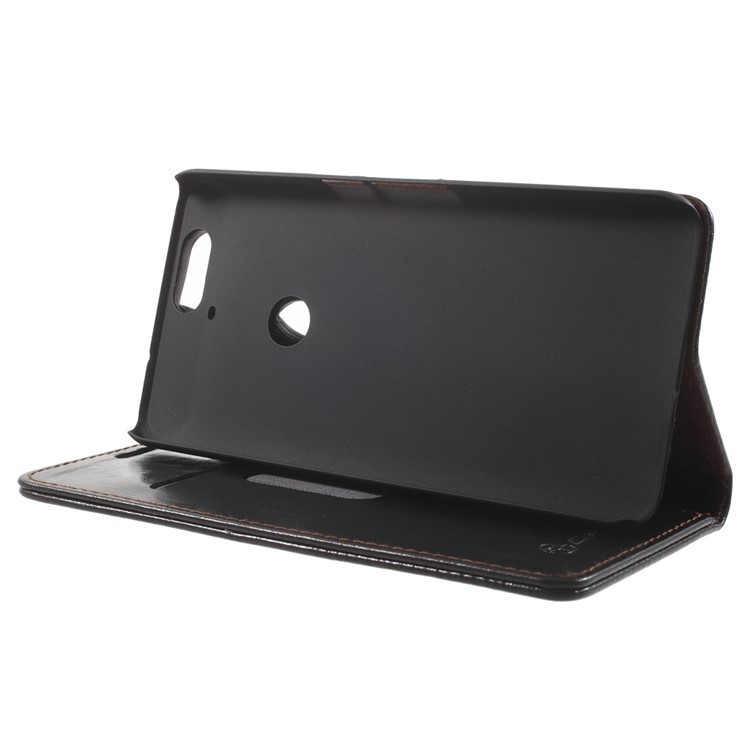 CASEME Oil Wax Flip Wallet Leather Stand Case for Huawei Nexus 6P - Black-4