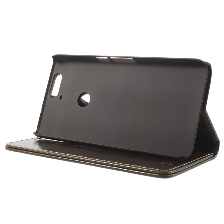 CASEME Oil Wax Flip Wallet Leather Stand Cover for Huawei Nexus 6P - Brown-3