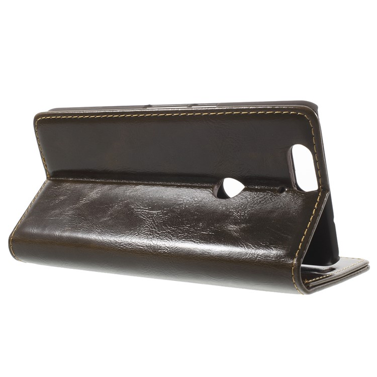 CASEME Oil Wax Flip Wallet Leather Stand Cover for Huawei Nexus 6P - Brown-4