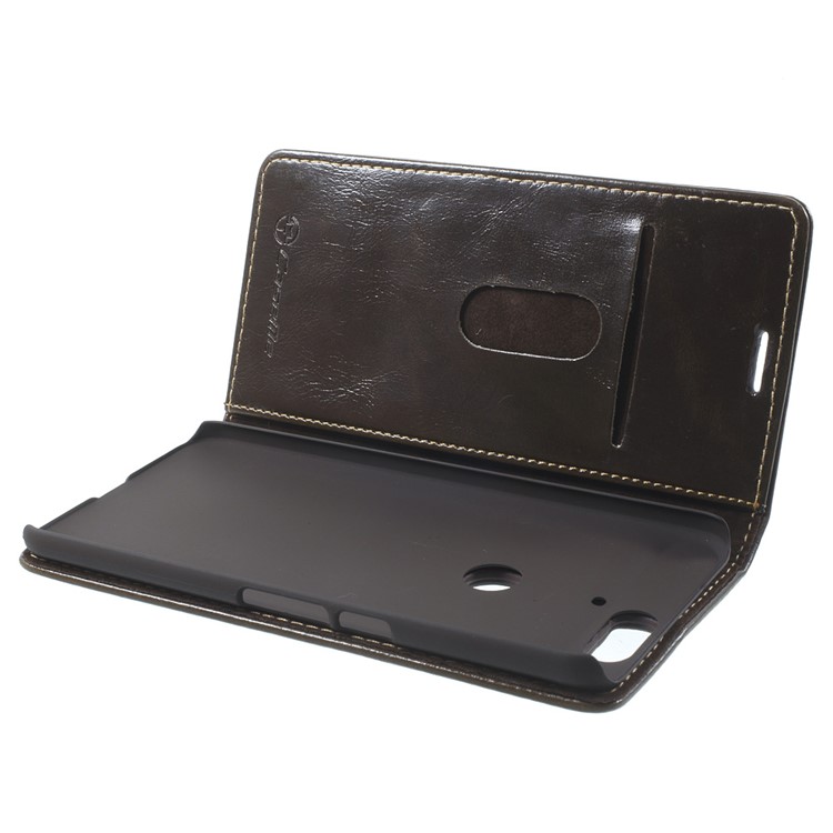 CASEME Oil Wax Flip Wallet Leather Stand Cover for Huawei Nexus 6P - Brown-6