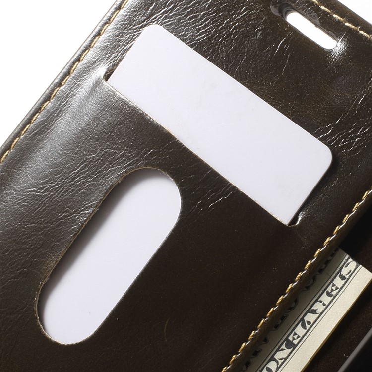 CASEME Oil Wax Flip Wallet Leather Stand Cover for Huawei Nexus 6P - Brown-7