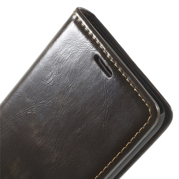 CASEME Oil Wax Flip Wallet Leather Stand Cover for Huawei Nexus 6P - Brown-9