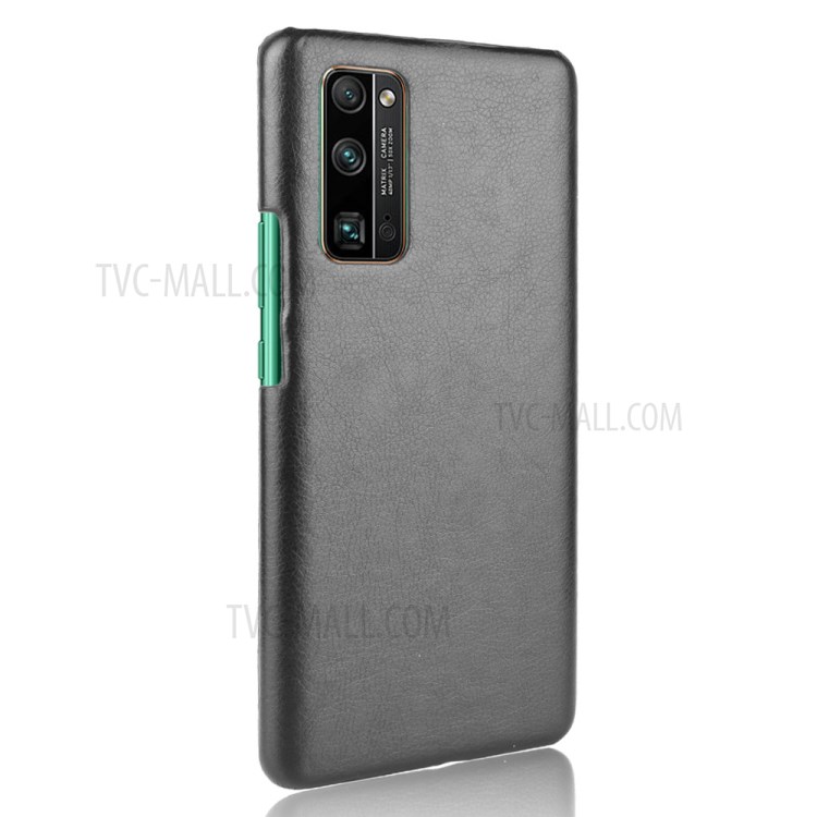 Litchi Skin Case PU Leather Coated PC Hard Shell for Honor 30 Pro - Black-3