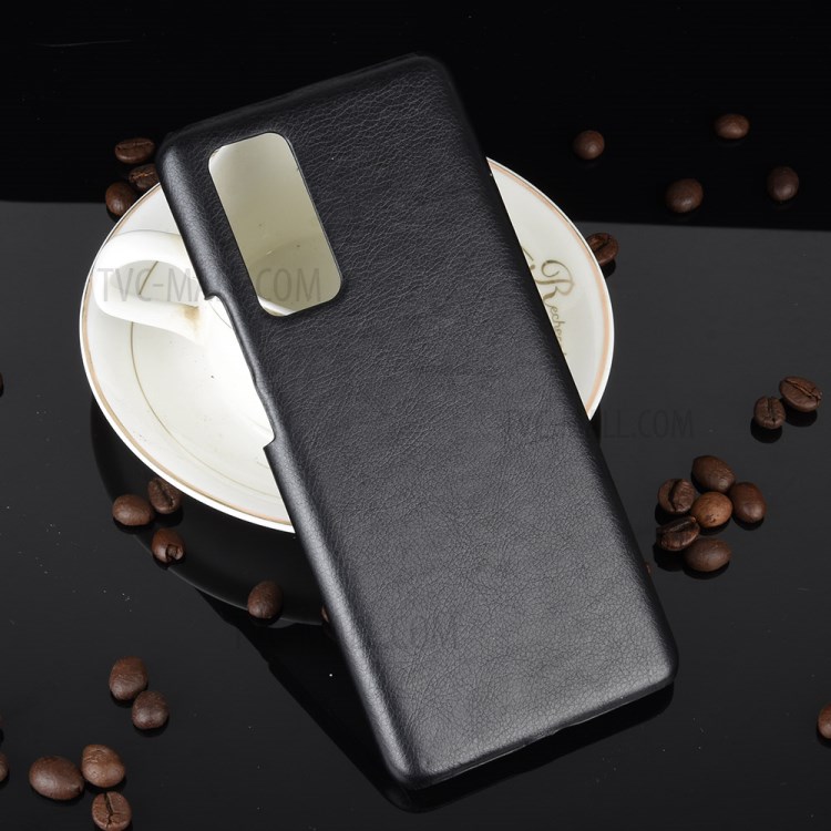 Litchi Skin Case PU Leather Coated PC Hard Shell for Honor 30 Pro - Black-5